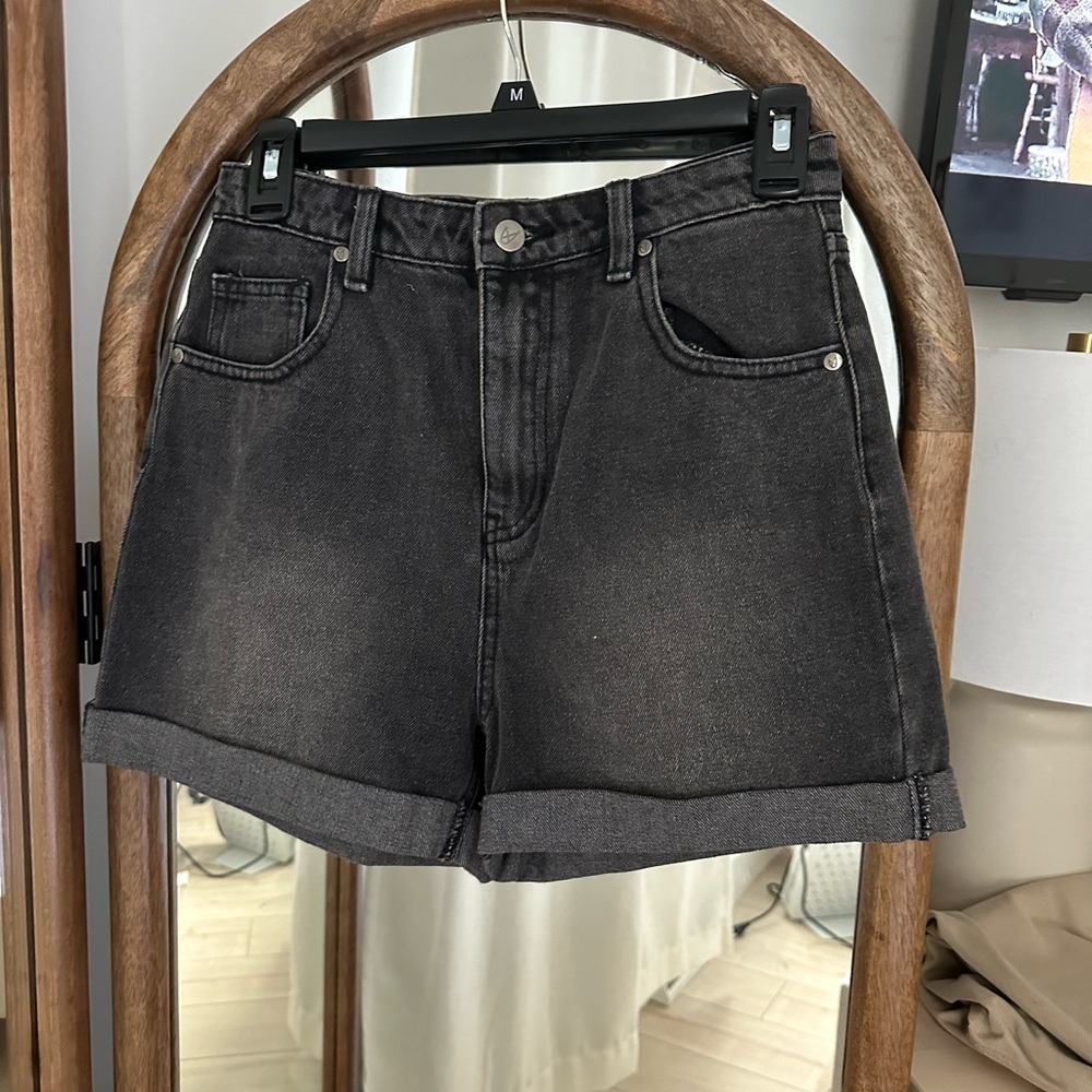 Mink Pink High Rise Black Denim Shorts
